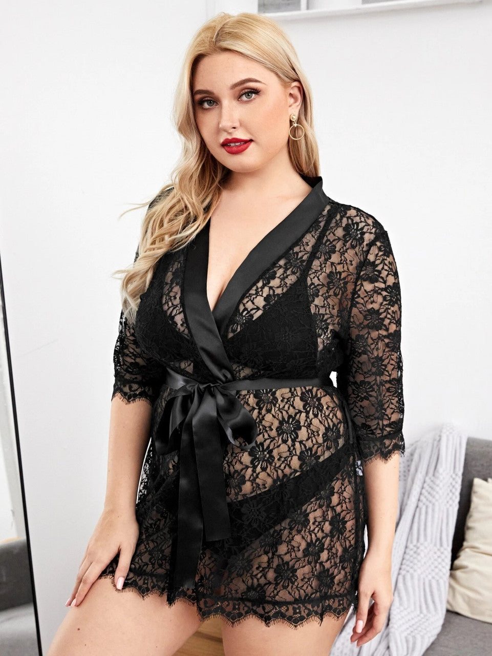 Nightwear Net Robe with Bikini Set