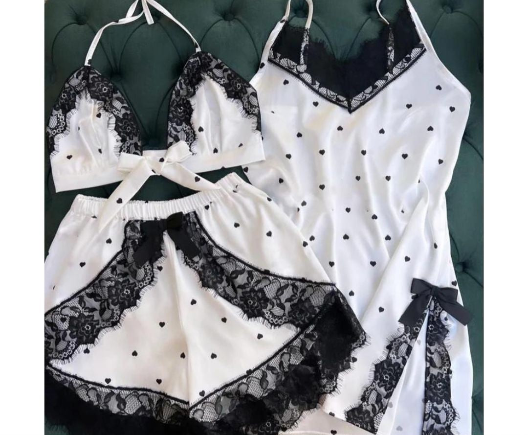 Summer 3pcs Elegant Harmony Silk Night Wear.