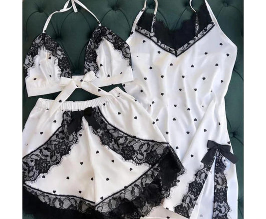 Summer 3pcs Elegant Harmony Silk Night Wear.